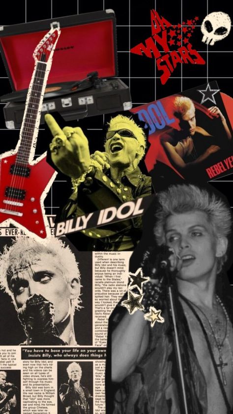 Rockstars Wallpaper, Billy Idol Wallpaper, 80s Rock Bands Wallpaper, Billy Idol Aesthetic, Billy Idol Poster, Billy Idol 80s, Rockstar Wallpaper, Singer Posters, Posters Collage