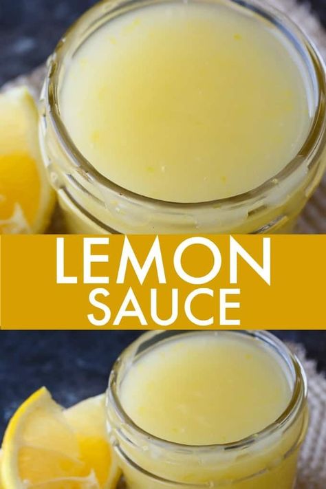 Lemon Sauce - Tangy and sweet! Serve over ice cream, cake, bread pudding or pancakes. #lemon #lemonsauce Sauce For Cake, Pancakes Lemon, Lemon Sauce For Chicken, Sundae Toppings, Simply Stacie, Macaroon Cookies, Lemon Ice Cream, Cake Bread, Dessert Toppings