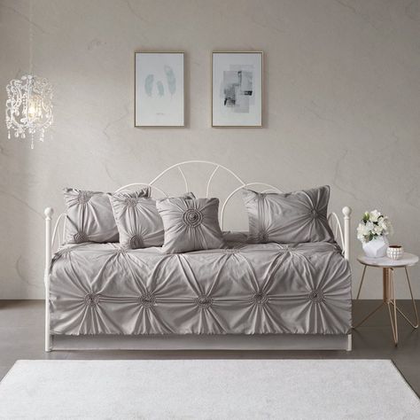 Home Essence Lucita 6 Piece Day Bed Cover Bedding Set - Walmart.com Daybed Bedding Sets, Grey Daybed, Daybed Sets, Daybed Cover Sets, Solid Bed, Daybed Bedding, Bed Cover Sets, Home Essence, How To Clean Pillows