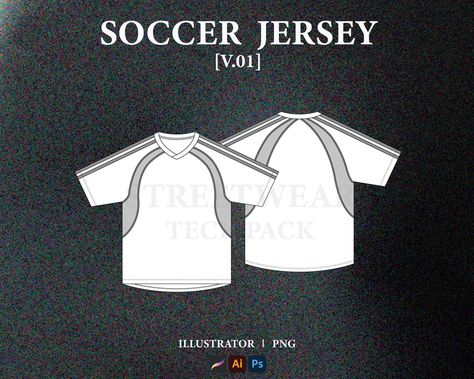 Football Jersey Mockup Vector Streetwear Socc Logos, Illustration Basic, Jersey Illustration, Tech Pack Template, Jersey Mockup, Drawing Illustrator, Quirky Illustration, Flat Sketches, Street Fashion Men Streetwear