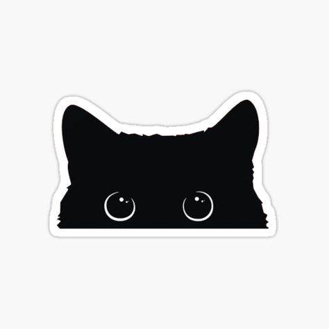 Funny Laptop Stickers, Stickers Cool, Stickers For Water Bottles, Seni Pop, Black Cat Sticker, Sticker Graphic, Black And White Stickers, Cute Black Cat, Cute Laptop Stickers