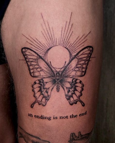 40 Awesome Butterfly Tattoo Ideas for MEN in 2024 Butterfly Elbow Tattoo, Luis Tattoo, Yellow Butterfly Tattoo, Simple Leg Tattoos, Tattoo Pieces, Butterfly Thigh Tattoo, Mens Butterfly Tattoo, Thigh Tattoo Men, Butterfly Tattoo Ideas