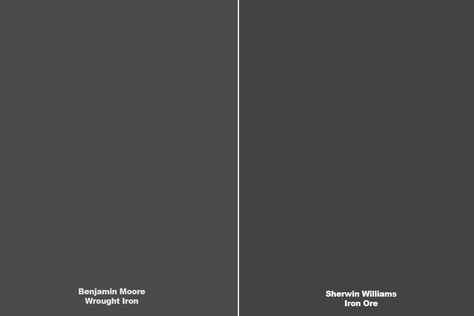 Benjamin Moore Wrought Iron (2124-10) is the perfect almost-black paint color for cabinets, kitchen island, accent walls and even moody exteriors. It has subtle undertones that stop it from being all-out black and instead soften it up. But is it the right color for you? Black Magic Benjamin Moore, Wrought Iron Vs Peppercorn Paint, Benjamin Moore Black Cabinets, Black Paint Cabinets, Bm Wrought Iron Exterior, Bm Wrought Iron Cabinets, Black Paint Colors For Cabinets, Iron Ore Benjamin Moore, Benjamin Moore Wrought Iron Exterior