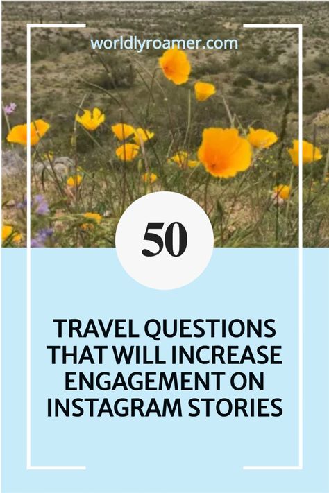 50+ Travel Questions That Will Increase Your Engagement on Instagram Stories. >>> We all could use more engaging content on Instagram, so why not use Stories to our advantage and engage our audience with some fun travel questions that they will love to answer! These questions are ones I personally tested on my own account and received loads of engagement. So read on and try them on your own IG account! - @worldlyroamer Travel Agent Facebook Posts, Travel Blog Post Ideas Instagram, Travel Prompts, Travel Interactive Posts, Travel Questions Instagram, Travel Agent Instagram Content, Engaging Travel Posts, Travel Polls For Instagram, Travel Questions To Ask