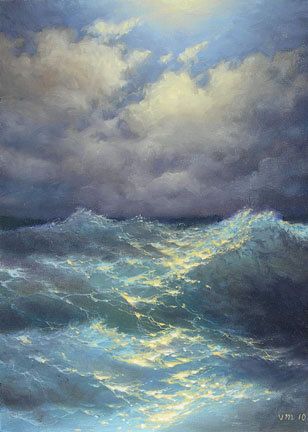 Paintings Tumblr, Choppy Water, Moonlit Night, Seascape Art, Hur Man Målar, Sea Painting, Sea Art, Paintings I Love, Ocean Painting