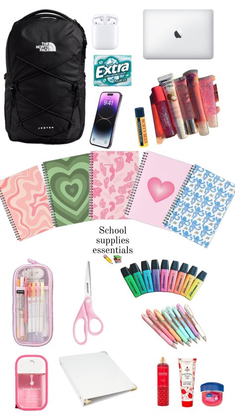 First Day Of School Essentials, 9th Grade School Supplies List, Junior Year Essentials, Schoolbag Essentials, Back To School Items, Middle School Supplies, Middle School Essentials, School Backpack Essentials, Preppy School Supplies