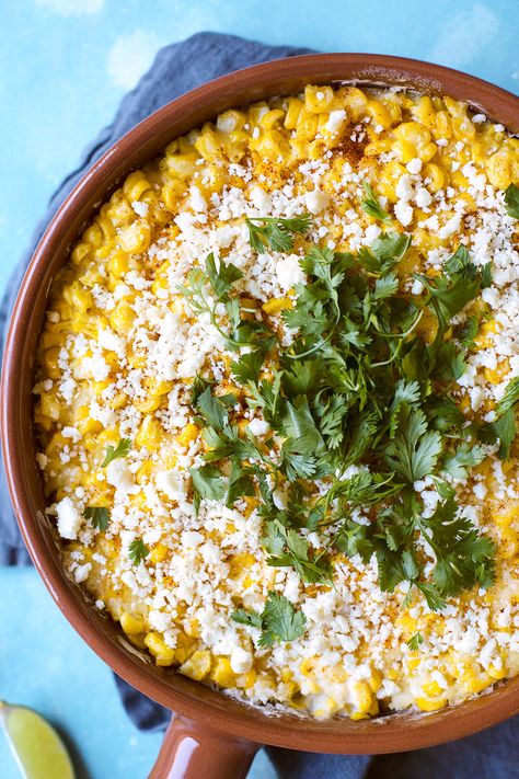 Elote Casserole | HonestlyYUM (honestlyyum.com) Elote Casserole, Best Corn Casserole Recipe, Mexican Street Corn Casserole, Mexican Corn Casserole, Street Corn Casserole, Elote Corn, Elote Recipe, Mexican Street Corn Recipe, Street Corn Recipe