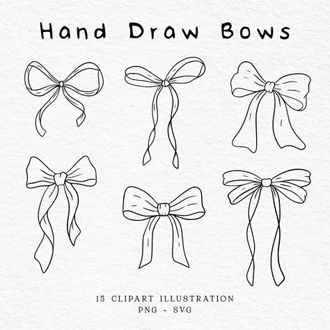 Gift Bow Drawing, Sza Album Cover Drawing, Drawing Bows Ribbon, Bow Drawing Step By Step, Small Details To Add To Drawings, Bow Ribbon Drawing, Cute Bows Drawing, Draw A Bow Easy, Bow Line Drawing