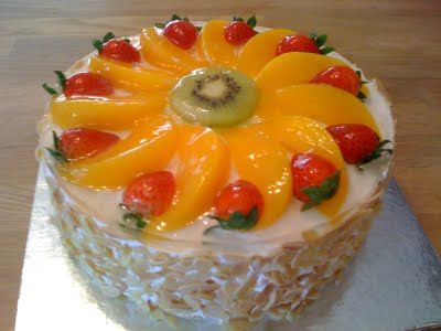 Cookiss @ Sheryl's Kitchen: Fruity Birthday Cake Fruit Flan Cake, Eggless Fruit Cake Recipe, Flan Cake Recipe, Fruit Flan, Cake Decorated With Fruit, Fruit Cake Recipes, Fresh Fruit Cake, Flan Cake, Springform Pan Cake