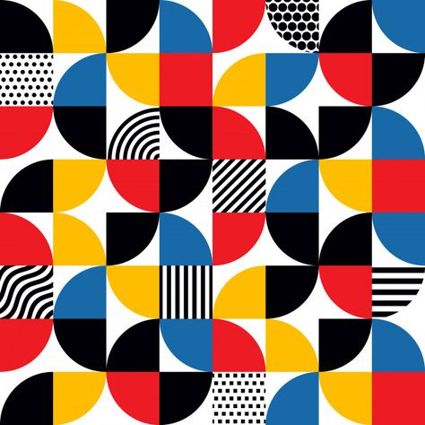 Seamless bauhaus style abstract geometri... | Premium Vector #Freepik #vector #pattern #abstract #texture #geometric Logos Retro, Geometric Pattern Art, Bauhaus Art, Bauhaus Style, Bauhaus Design, Geometric Pattern Design, Pola Sulam, Abstract Geometric Pattern, Vector Pattern