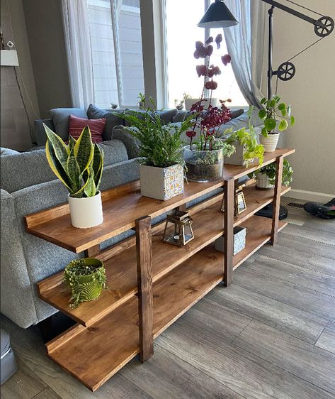 Couldn’t Find The Right Size Shelf For Some Of My Plants So Decided To Try Out My High School Wood Working Skills And Make One Myself! Philodendron Propagation, Shelves Ideas, Tafel Decor, Plant Shelf, Inside Plants, Diy Plant Stand, Plant Table, Room With Plants, Plant Shelves