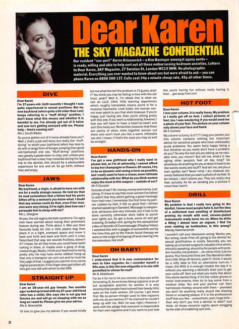 Dear Karen 1990s Magazine Page Layouts, Agony Aunt, Advice Column, Advice Columns, Marie Kondo, Magazine Covers, Page Layout, Magazine Cover, Periodic Table