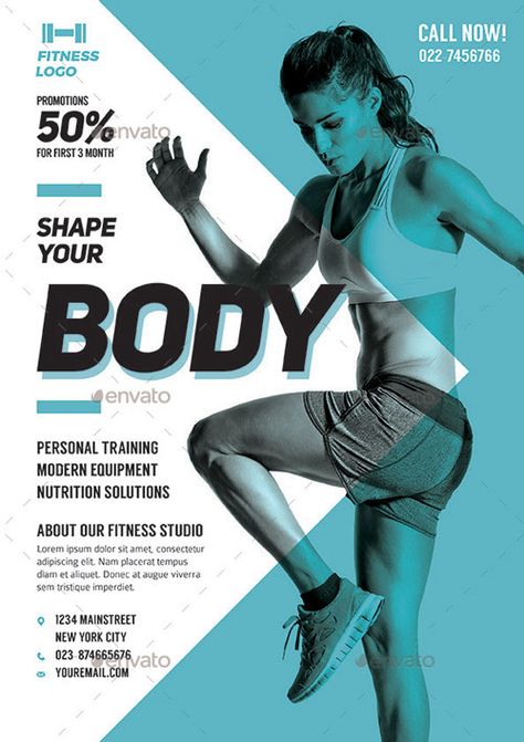 Fitness Flyer Design Personal Trainer, Personal Trainer Flyer, Gym Advertising, Sales Strategy Template, Gym Flyer, Fitness Flyer, Training Design, Gym Poster, Ads Creative Advertising Ideas