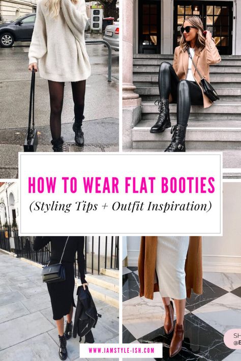 Flat Booties With Dress, Flat Ankle Boots With Dress, Low Heel Booties Outfit, Flat Boots For Women Casual Outfits, Flat Booties With Jeans, Flat Boots With Dress, Flat Boots Outfit Ankle, Flat Black Ankle Boots Outfit, Dress Chelsea Boots Outfit