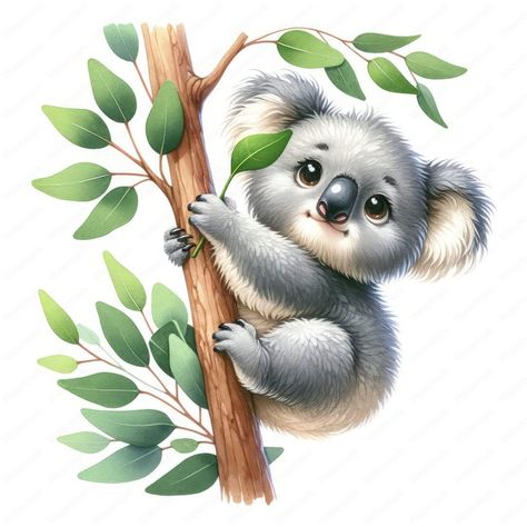 Into the Wild: Illustrated Jungle Animals Koala Illustration Cute, Koala Clipart, Koala Illustration, Koala Drawing, Pooh Pictures, Safari Baby Animals, Winnie The Pooh Pictures, Cute Koala, Horse Posters