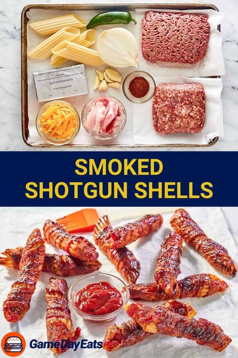 Score big at your next gathering with these mouthwatering Smoked Shotgun Shells! This appetizer is a total sensation for your taste buds. Manicotti shells are stuffed with ground beef, sausage, cream cheese, and cheddar cheese, then wrapped in bacon, seasoned, smoked, and coated in BBQ sauce. Get the easy recipe and find out how to make the best Shotgun Shells in a traditional smoker or pellet grill.