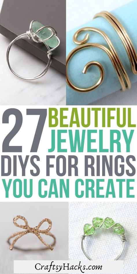 Handmade Rings Wire, Diy Wire Jewelry Rings, Jewelry Making Rings, Diy Jewelry Making Tutorials, Diy Jewelry To Sell, Wire Jewelry Rings, Wire Wrapped Stone Jewelry, Diy Jewelry Rings, Wire Wrap Jewelry Designs