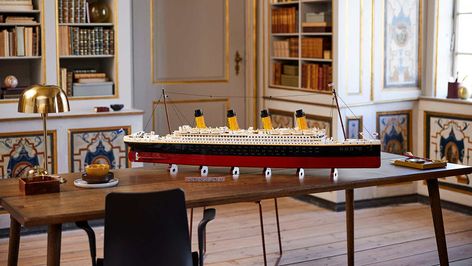 The detailed replica will be available starting on November 8 for $630. Titanic Model, Lego Titanic, Big Lego, Famous Architecture, Bricks Diy, Cruise Boat, Lego Super Mario, Rms Titanic, Green Goblin