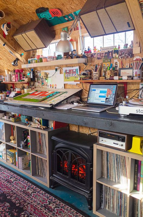 How to Turn Your Shed Into a Home Office | Shed Office DIY Turn A Shed Into An Office, Converted Garage Office, Turning A Shed Into An Office, Tiny Shed Office, Shed To Office Conversion Interior, Tuff Shed Office Interior, Convert Shed To Office, Home Office Sheds Backyard Studio Interior, Shed Office Interior