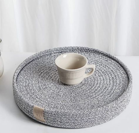 Art PineCone's Woven Cotton Rope Round Placemats Set of 4 with Holder Included, Non-Slip and Heat Resistant for Your Perfect Table Decor!(13" Gray Mixed) Round Placemats Table Setting, Woven Placemat, Nursery Baskets, Round Placemats, Holiday Table Decorations, Woven Placemats, Formal Dinner, Housewarming Party, Rope Design