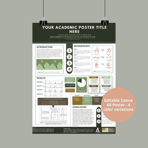 Use this poster to make your academic poster look amazing: > Fully editable on Canva > Vertical - portrait > A0 format | 36 x 49 in | 91.5 x 122 cm Please note the following terms and conditions regarding the use of this digital item: > This item is purely digital, and no physical copy will be sent to you. > It is strictly prohibited to share, sell, or distribute this item, whether in its entirety or in part, through any means.  > Refunds for this item are not available. Thank you for understanding and adhering to these terms. Earth Science Poster, Creative Research Poster, Scientific Infographic, Poster Science Design Ideas, Scientific Research Poster Design Layout, Academic Poster Design Ideas, Academic Research Poster, Research Poster Design, Concept Poster