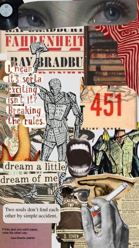 fahrenhiet 451 #aesthetic Fahrenheit 451 Clarisse, Farhenait 451, Farenheight 451 Aesthetic, Fahrenheit 451 Aesthetic, 1984 Aesthetic, 451 Fahrenheit, Guy Montag, Dystopian Aesthetic, Book English