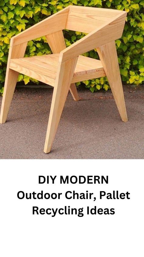 Creative pallet recycling woodworking idea for beginners. DIY Lounge chair / patio chair. dining chair. Great pallet wood project: patio chair DIY Outdoor Chair. #wooden #architecture #workshop #smallbusiness Diy Lounge Chair, Kids Outdoor Chairs, Modern Outdoor Chair, Outdoor Chairs Wooden, Outdoor Chairs Diy, Patio Chairs Diy, Small Easy Woodworking Projects, Wooden Chair Plans, Dining Chairs Diy