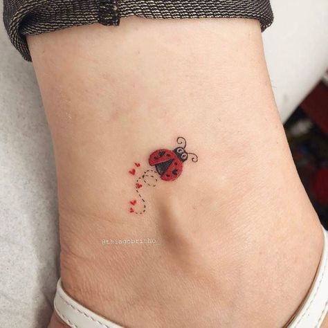 210+ Magnificent Ladybug Tattoos Designs (2022) - TattoosBoyGirl Bug Tattoo Meaning, Tattoos With Ladybugs, Ladybug Tattoo Small Minimalist, Mini Bug Tattoo, Ladybug Tattoo Memorial, Ladybug With Heart Spots Tattoo, Ladybug Tattoo Ankle, Ladybug Tatoos Ideas, Mom And Daughter Ladybug Tattoos