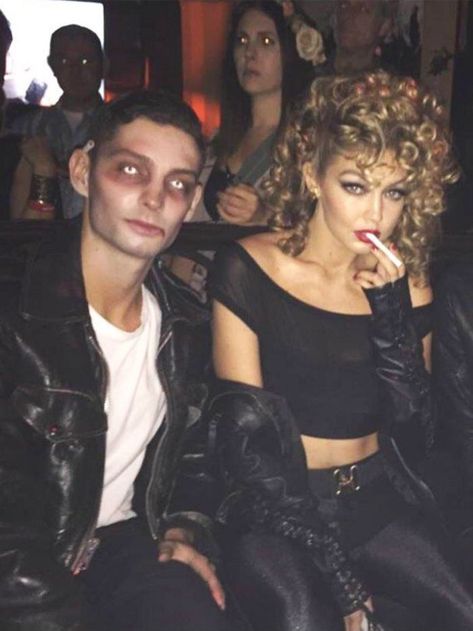 Celebrities Best Fashion-Approved Halloween Costumes | Who What Wear UK Grease Halloween Costumes, Sandy Grease, Fairy Halloween Costumes, Halloween Coustumes, Hadid Sisters, Halloween Costumes For Couples, Halloween Party Supplies, Couple Halloween, Fun Couple