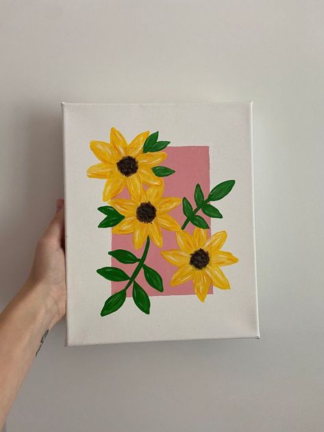 Flower Painting Minimalist, Simple Painting Landscape, Acrylic Flowers Easy, Painting Ideas Easy Simple Abstract Art, Small Simple Paintings, What To Paint Easy, Paint Inspo Easy Acrylic, Acrylic Painting Canvas Easy, Easy Flower Painting Acrylic