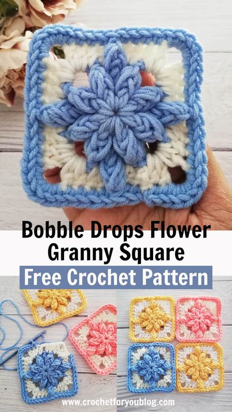 Crochet Flower Granny Square Pattern, Crochet Granny Square Pattern, Granny Square Pattern Free, Granny Square Projects, Crochet Squares Afghan, Crochet Throw Pattern, Flower Granny Square, Free Crochet Doily Patterns, Granny Square Pattern