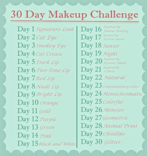 Makeup Challenge Ideas 30 Day, Make Up Challenge Ideas, 31 Days Of Halloween Makeup Challenge List, 30 Day Makeup Challenge, Project Pan Makeup Challenge, Makeup Challenge Ideas Fun, Makeup Challenge Ideas, Make Up Challenge, Manifest 2024