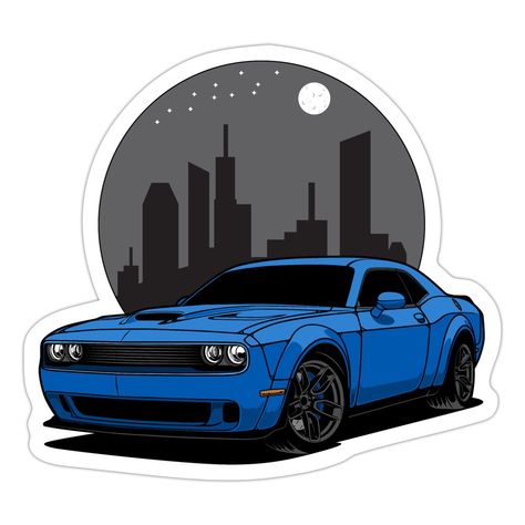 Sticker made of PVC film. Brand: Spreadshirt. Funny Laptop Stickers, Challenger Rt, Car Sticker Design, Yamaha Bikes, Sticker Transparent, Challenger Srt, Dodge Challenger Srt, Nissan Gtr, Car Drawings