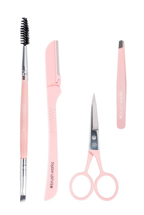 Transform your brows with this luxury four-piece set, finished in a pretty pink coating perfect for shaping, styling and maintaining your brows. This set includes; Precision Scissors, Eye Brow Razor, Slanted Tweezer and Double Ended Brow Brush. Brow Razor, Eyebrow Shaping Threading, Eyebrow Shaping Waxing, Brow Tweezers, Eyebrow Tools, Eyebrow Razor, Brow Wax, Brow Brush, Facial Skin Care Routine