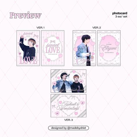 🎀💭💗 photocard 3ea/ set size: 55 x 85 mm . designed by driet 🍮 Photocard Graphic Design, Back Cards Design Kpop, Photocard Design Ideas, Photocard Back Design, Photocard Design, Graphic Shapes Design, Graphic Shapes, Shapes Design, Merch Ideas