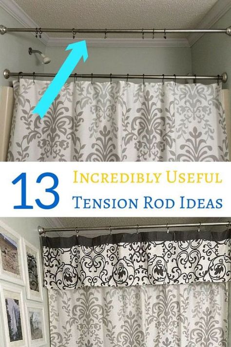 Organize your home just a little bit better with these awesome tension rod ideas! Get inspired. diy | diy home decor | tension rods | organize | organize with tension rods | rods | ideas | inspiration Organisation, Tension Rod Ideas, Cheap Organization, Tension Rods, Organizing Hacks, Tension Rod, Inspire Me Home Decor, Custom Storage, Space Organizer