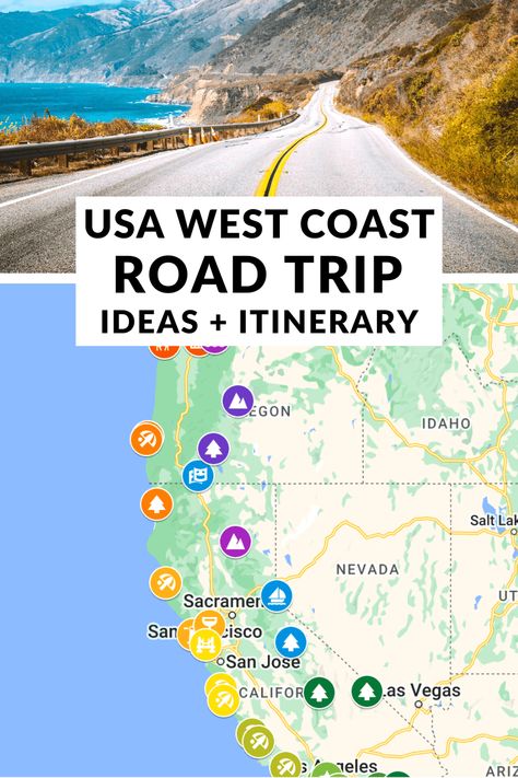 Planning a trip to the west coast and want to do an epic road trip journey? Check out this west coast road trip itinerary to help you plan your trip. Us West Coast Road Trip, Usa West Coast Road Trip, West Usa Road Trip, Road Trip West Coast, West Coast Road Trip Itinerary, Las Vegas Trip Planning, Pch Road Trip, Pacific Coast Road Trip, California Road Trip Itinerary