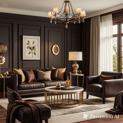 37 Dark Brown Living Room Decorating Ideas Apartment Brown Minimalist Living Room, Dark Oak Living Room Ideas, Dark Chocolate Living Room, Living Room Dark Brown Furniture, Brown Toned Living Room, Dark Brown Sofas Living Room Decor, Brown Lounge Ideas, Dark Taupe Living Room, Brown Color Palette Living Room