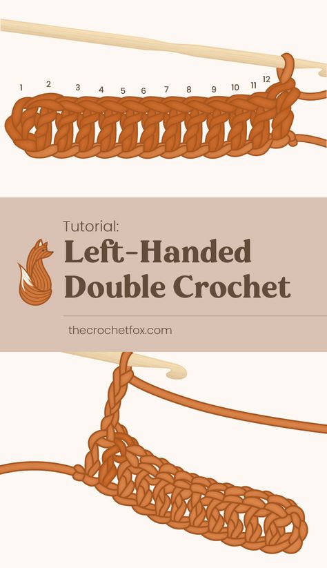 Double Crochet Tutorial, How To Double Crochet, Left Handed Crochet, Chevron Stitch, Beginner Crochet Tutorial, Step By Step Crochet, Crochet Tips, Basic Crochet, Beginner Crochet Projects