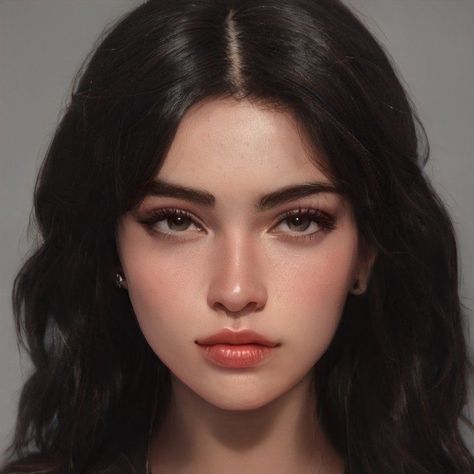 Human Face Drawing, Fantasy Story Ideas, Brown Eyes Black Hair, Girl Face Drawing, الفن الرقمي, Girls With Black Hair, Female Character Inspiration, Brown Eyed Girls, Digital Portrait Art