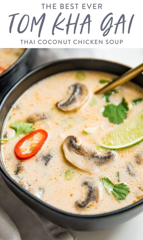 Asian Fish Soup Recipe, Tom Kha Gai Soup, Coconut Chicken Soup, Thai Coconut Chicken Soup, Soup Thai, Thai Coconut Chicken, 40 Aprons, Thai Coconut Soup, Tom Kha Gai