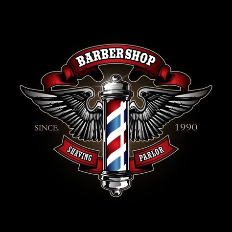 Logotipo de poste de peluquero retro | Premium Vector #Freepik #vector #fondo #logo #vintage #mano Barber Pole Logo, Barbershop Logo, Barber Shop Interior, Barber Tattoo, Barber Logo, Barbershop Design, Barber Pole, Vintage Barber, Barber Shop Decor