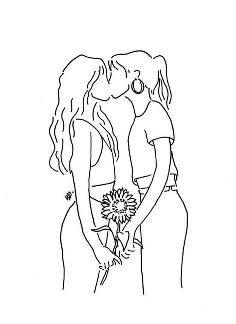 Minimalist Drawing, Lesbian Art, Lgbt Art, Gay Art, Line Art Drawings, Best Ideas, Line Drawing, Drawing Sketches, Art Sketches