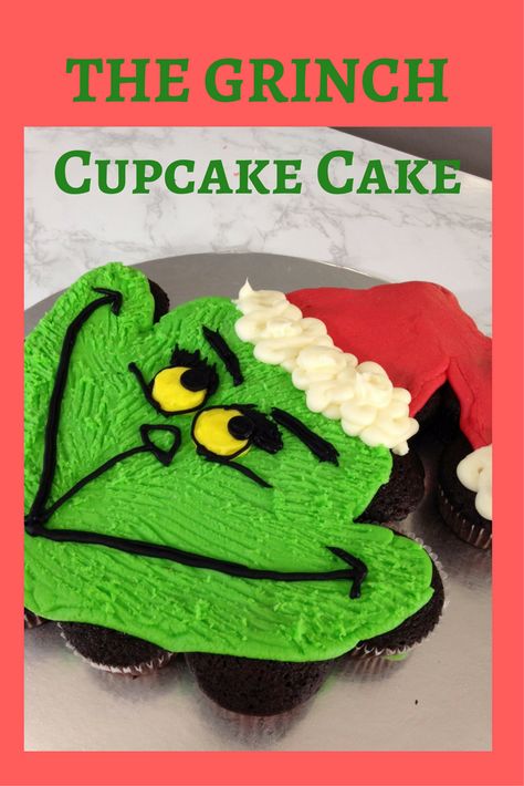 Grinch Cupcake Cake, Christmas Pull Apart, Grinch Birthday Party, Grinch Birthday, Grinch Cake, Pull Apart Cupcake, Nice Cake, Pull Apart Cupcake Cake, Pull Apart Cake