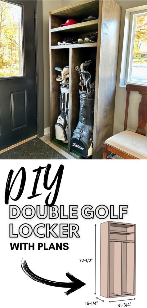 Golf Equipment Storage, Golf Locker, Golf Simulator Room, Garage Wall Storage, Diy Locker, Gear Room, Golf Room, The Off Season, Golf Diy