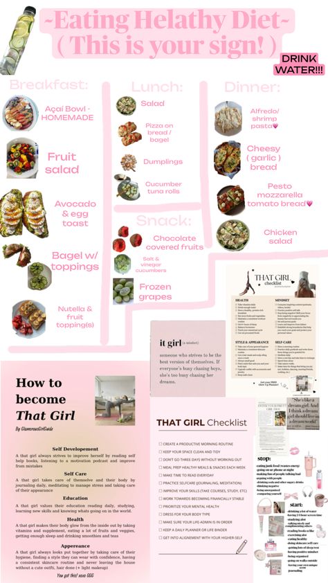 That girl Helathy diet🍵🎧🪷 #fyp #thatgirl #aesthetic #healthy #diet #aesthetic #preppy #itgirl #lifestyle Grocery List Healthy Aesthetic, Healthy Girl Grocery List, It Girl Diet, Diet Ideas For Teens, That Girl Meal Plan, Healthy Food Recipes For Picky Eaters, Healthy Food Plan For A Week, Models Diet Meal Plan, That Girl Diet