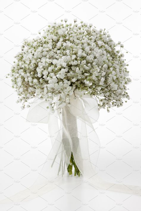 Gypsophila flowers bridal bouquet by Blank Space on @creativemarket Gypsophila Wedding Bouquet, Gypsophila Wedding, Simple Wedding Bouquets, Simple Wedding Flowers, Breath Flowers, Bridal Bouquet Flowers, Unique Wedding Flowers, Wedding Plan, Diy Bridal