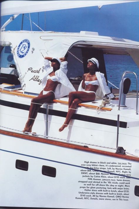 Naomi abd the gurlsss Luxury Goals, Yacht Aesthetic, Beverly Peele, Yatch Boat, Patrick Demarchelier, 80s Vibes, Tyra Banks, Vanilla Girl, Yacht Life