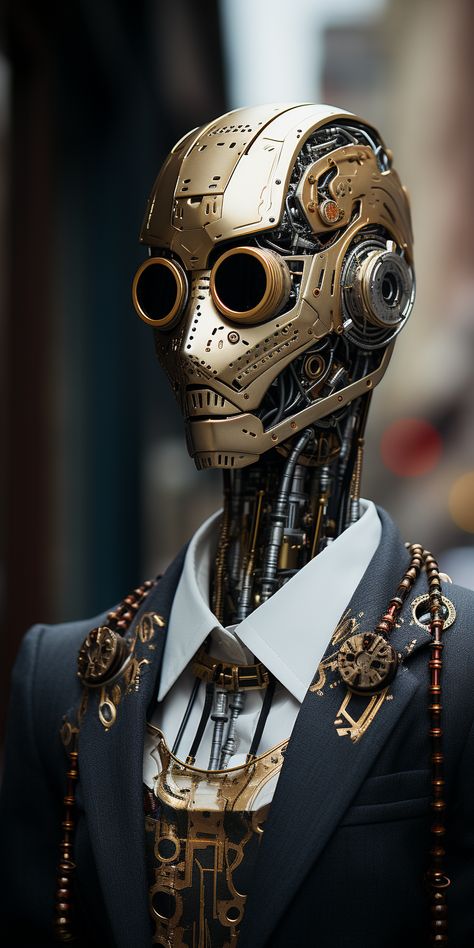 << View more Interesting content HERE << A Man In A Suit, Man In A Suit, Fun Lifestyle, Tech Aesthetic, Gold Mask, I Robot, Steampunk Clothing, Online Tutoring, Yoga Videos