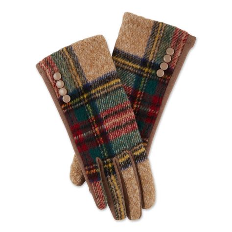 Daphanie Plaid Gloves - Khaki | Faire.com Green Gloves, Tickled Pink, Decorative Buttons, Women Wholesale, Wren, Holiday Gift Guide, Mitten Gloves, Winter Glove, Care Products